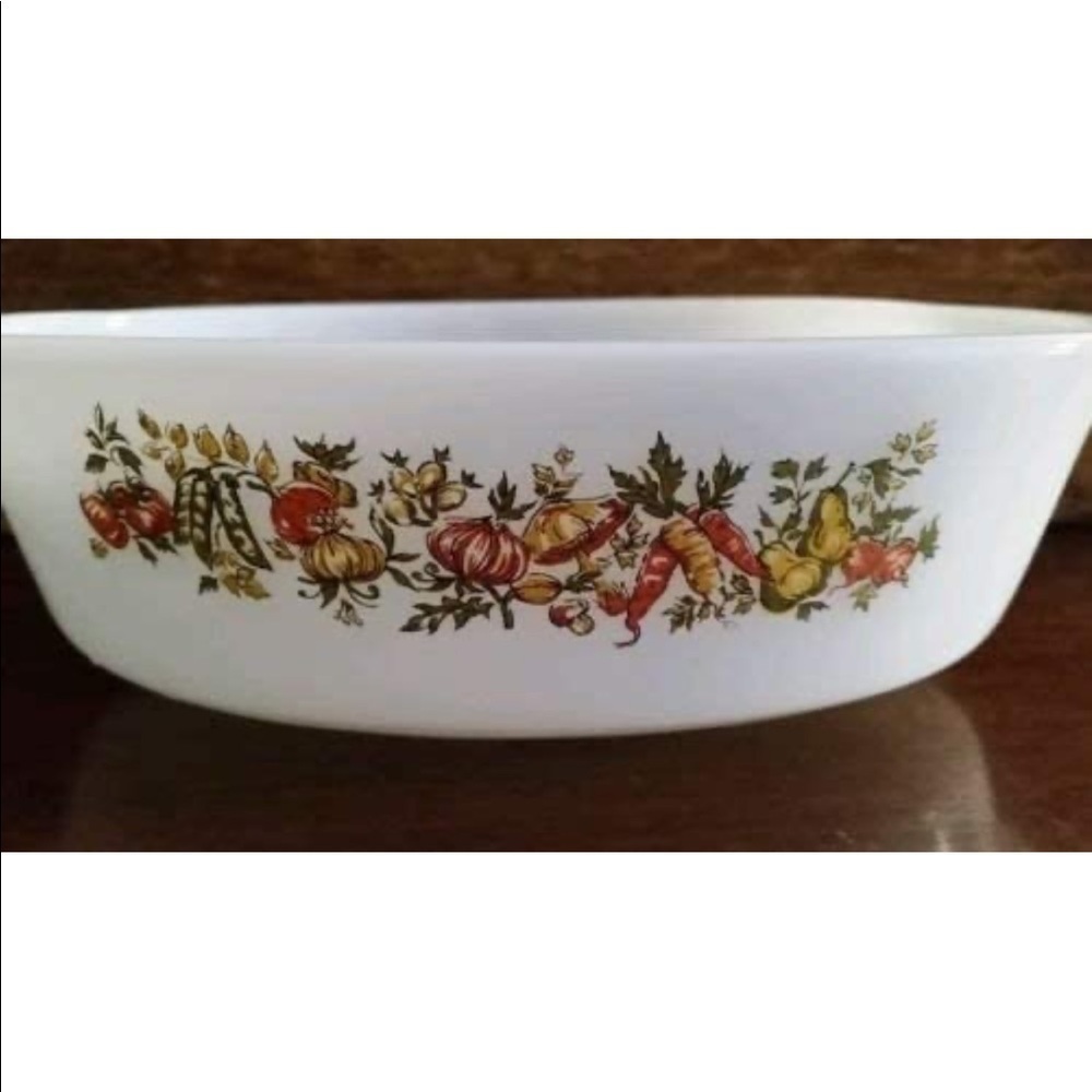 Vintage Anchor Hocking Fire King 433 Bounty Garden 1 1/2-Quart Oval Casserole